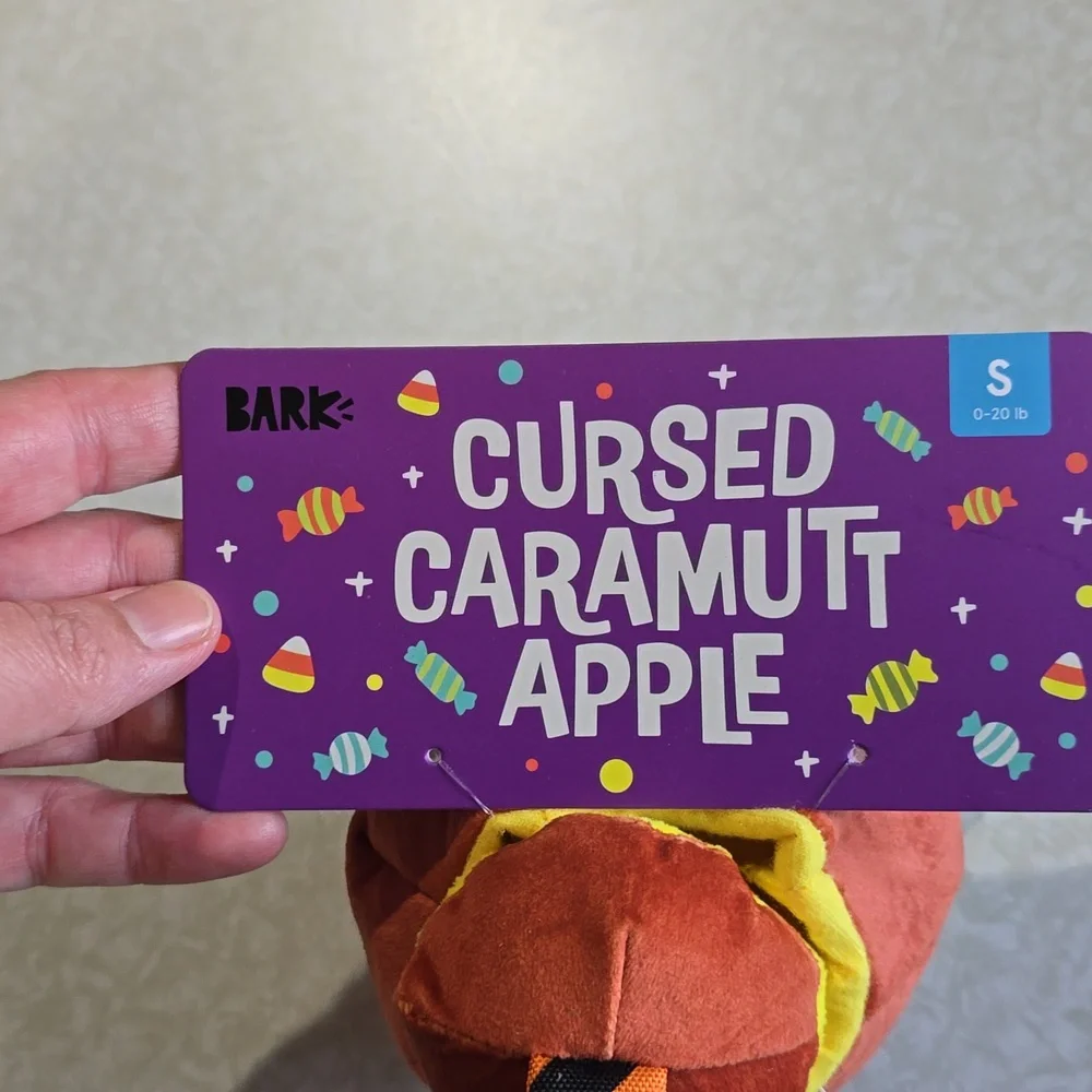 Bark Orange and Green Cursed‎ Caramel Mutt Dog Toy NWT Size Small 0-20 Pounds